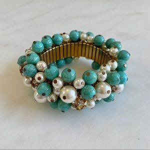 Turquoise, Pearl & Crystal Statement Bracelet